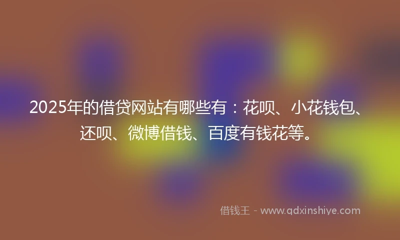 2025年的借贷网站有哪些有：花呗、小花钱包、还呗、微博借钱、百度有钱花等。