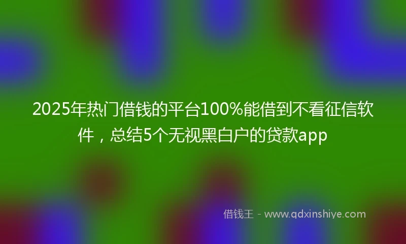2025年热门借钱的平台100%能借到不看征信软件，总结5个无视黑白户的贷款app
