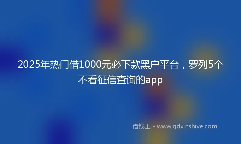 2025年热门借1000元必下款黑户平台,罗列5个不看征信查询的app