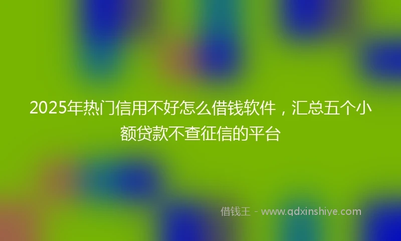 2025年热门信用不好怎么借钱软件，汇总五个小额贷款不查征信的平台
