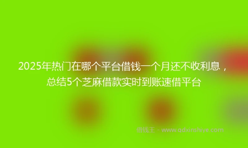 2025年热门在哪个平台借钱一个月还不收利息，总结5个芝麻借款实时到账速借平台