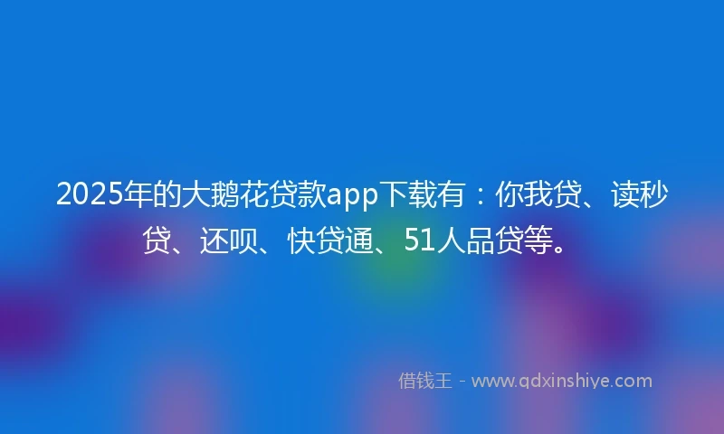 2025年的大鹅花贷款app下载有：你我贷、读秒贷、还呗、快贷通、51人品贷等。