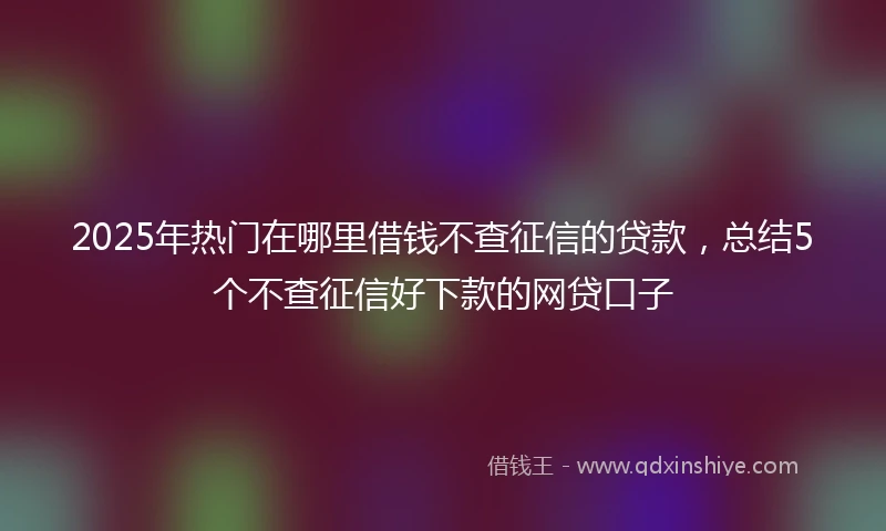 2025年热门在哪里借钱不查征信的贷款,总结5个不查征信好下款的网贷口子