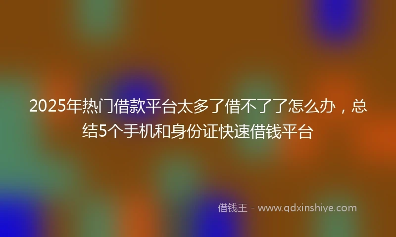 2025年热门借款平台太多了借不了了怎么办，总结5个手机和身份证快速借钱平台
