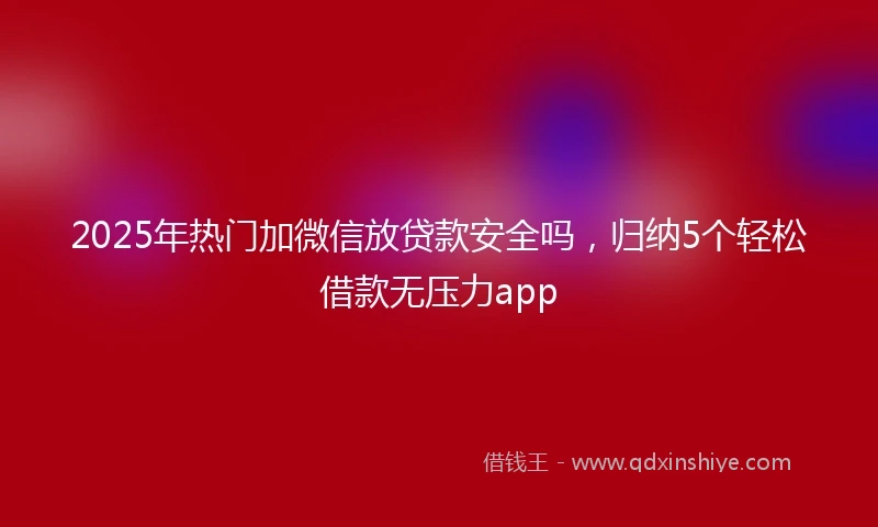 2025年热门加微信放贷款安全吗，归纳5个轻松借款无压力app
