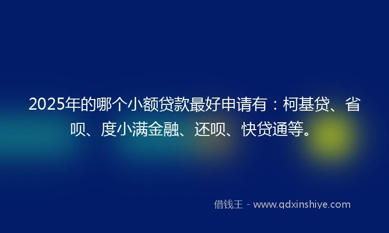 2025年的哪个小额贷款最好申请有：柯基贷、省呗、度小满金融、还呗、快贷通等。
