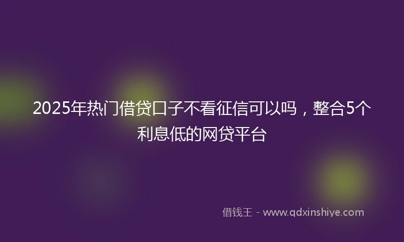 2025年热门借贷口子不看征信可以吗，整合5个利息低的网贷平台