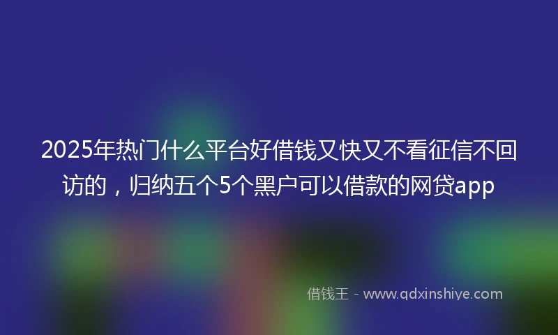 2025年热门什么平台好借钱又快又不看征信不回访的，归纳五个5个黑户可以借款的网贷app