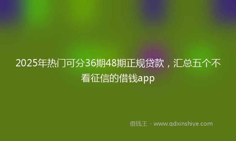 2025年热门可分36期48期正规贷款,汇总五个不看征信的借钱app