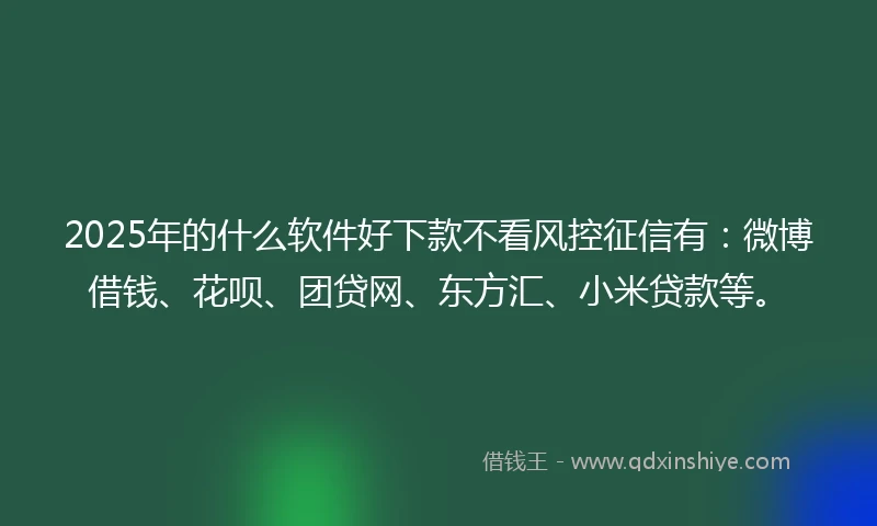 2025年的什么软件好下款不看风控征信有：微博借钱、花呗、团贷网、东方汇、小米贷款等。