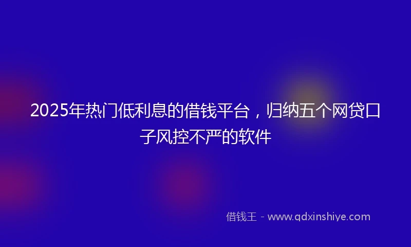 2025年热门低利息的借钱平台，归纳五个网贷口子风控不严的软件