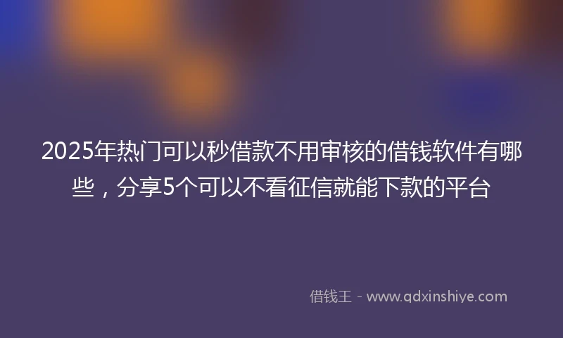 2025年热门可以秒借款不用审核的借钱软件有哪些，分享5个可以不看征信就能下款的平台