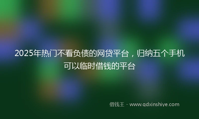 2025年热门不看负债的网贷平台，归纳五个手机可以临时借钱的平台