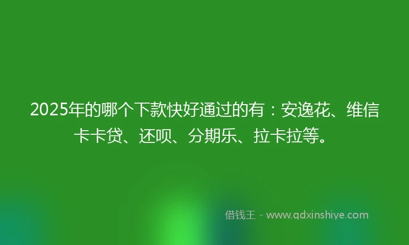 2025年的哪个下款快好通过的有：安逸花、维信卡卡贷、还呗、分期乐、拉卡拉等。