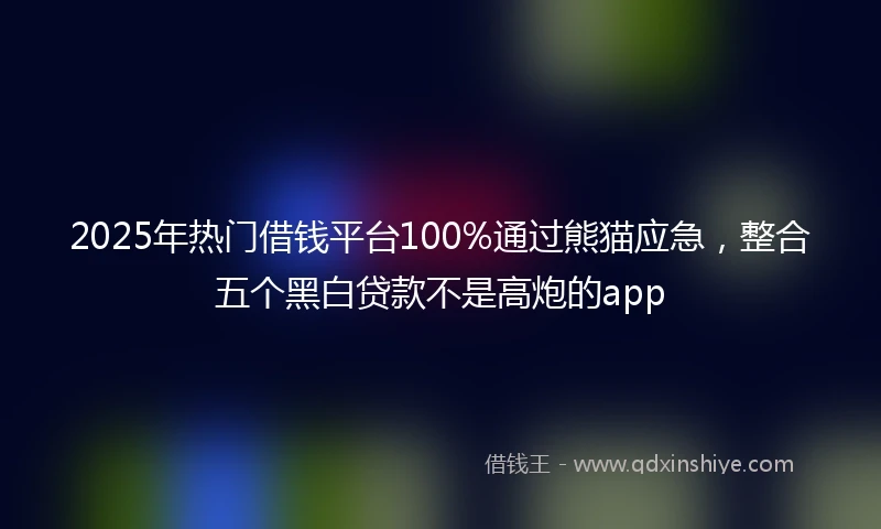 2025年热门借钱平台100%通过熊猫应急，整合五个黑白贷款不是高炮的app