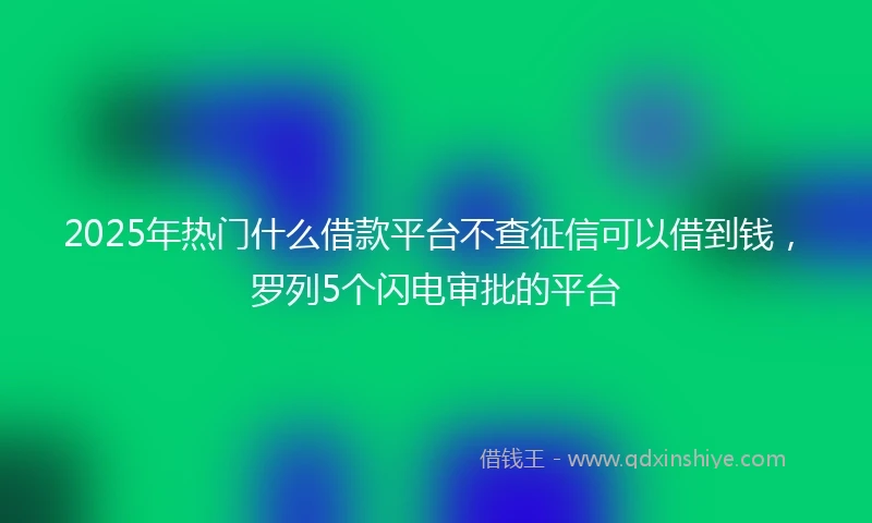 2025年热门什么借款平台不查征信可以借到钱，罗列5个闪电审批的平台