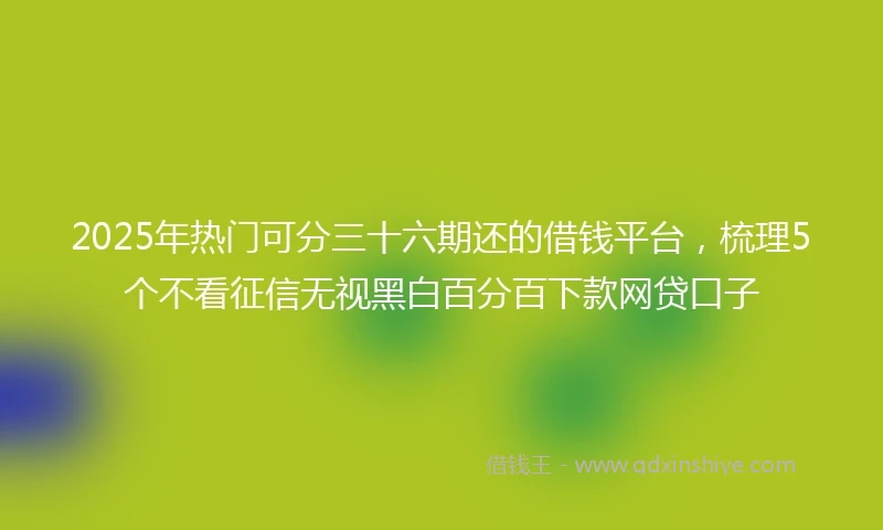2025年热门可分三十六期还的借钱平台，梳理5个不看征信无视黑白百分百下款网贷口子