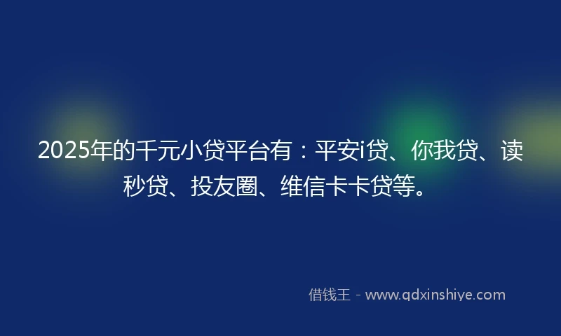 2025年的千元小贷平台有：平安i贷、你我贷、读秒贷、投友圈、维信卡卡贷等。