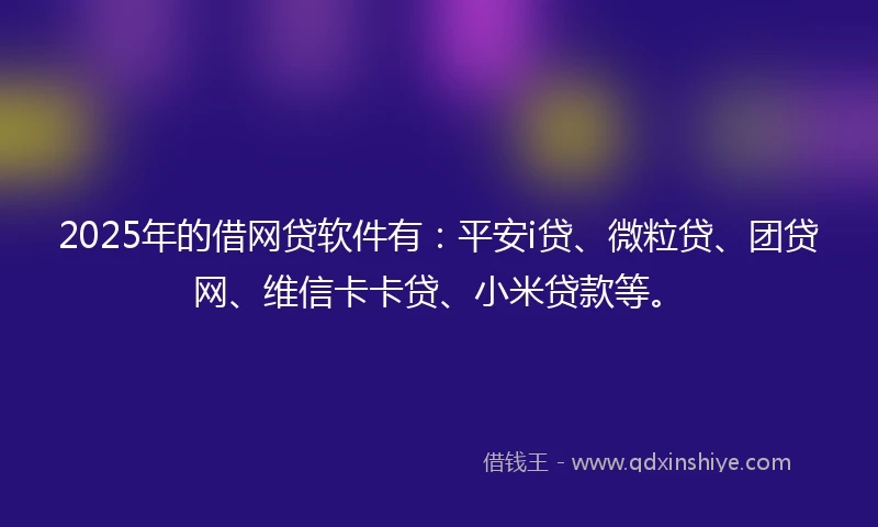 2025年的借网贷软件有：平安i贷、微粒贷、团贷网、维信卡卡贷、小米贷款等。