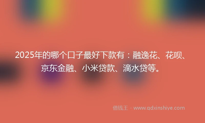 2025年的哪个口子最好下款有：融逸花、花呗、京东金融、小米贷款、滴水贷等。