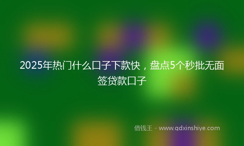 2025年热门什么口子下款快，盘点5个秒批无面签贷款口子