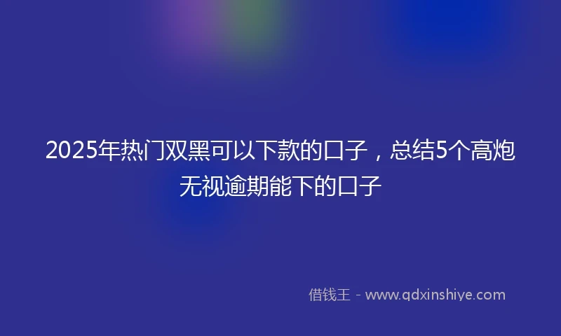 2025年热门双黑可以下款的口子，总结5个高炮无视逾期能下的口子