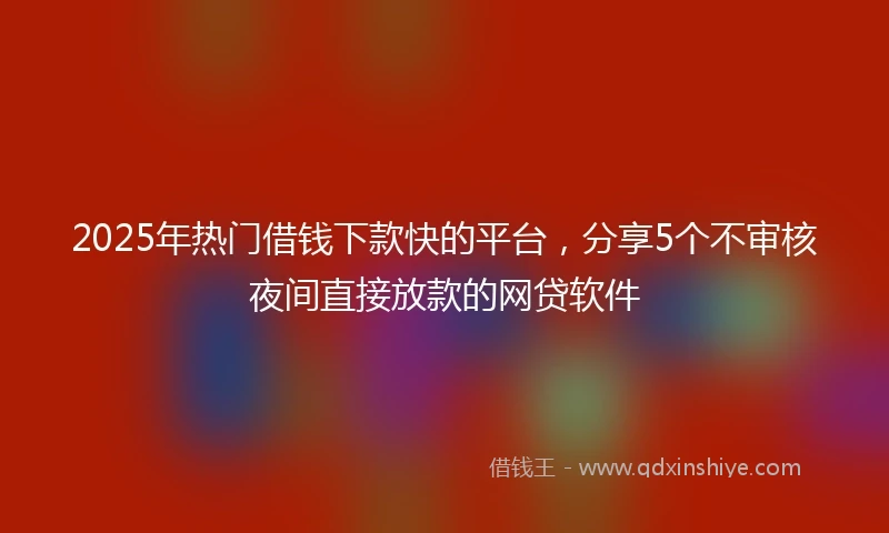 2025年热门借钱下款快的平台，分享5个不审核夜间直接放款的网贷软件