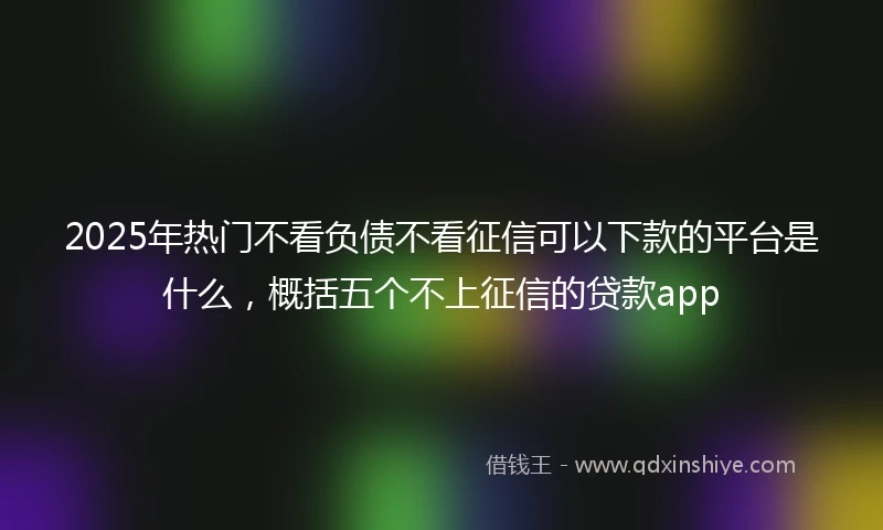 2025年热门不看负债不看征信可以下款的平台是什么，概括五个不上征信的贷款app
