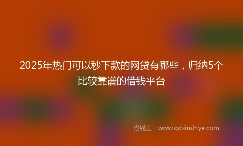 2025年热门可以秒下款的网贷有哪些，归纳5个比较靠谱的借钱平台