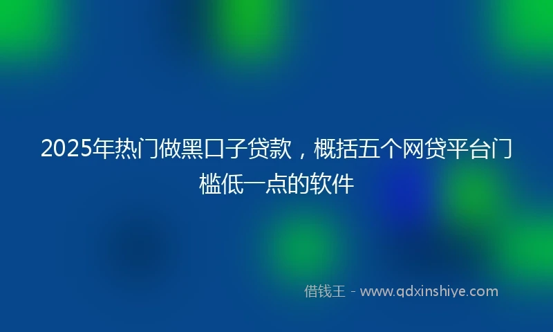 2025年热门做黑口子贷款，概括五个网贷平台门槛低一点的软件