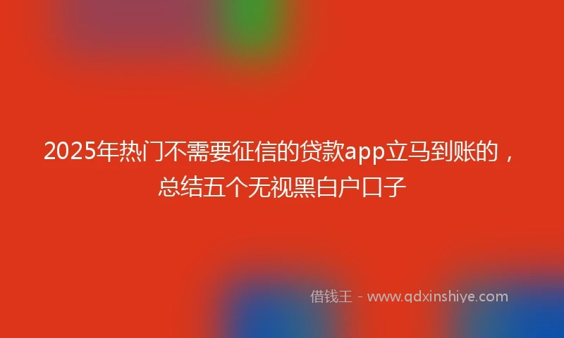 2025年热门不需要征信的贷款app立马到账的,总结五个无视黑白户口子