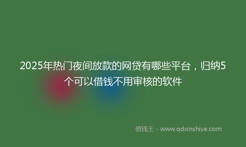 2025年热门夜间放款的网贷有哪些平台，归纳5个可以借钱不用审核的软件