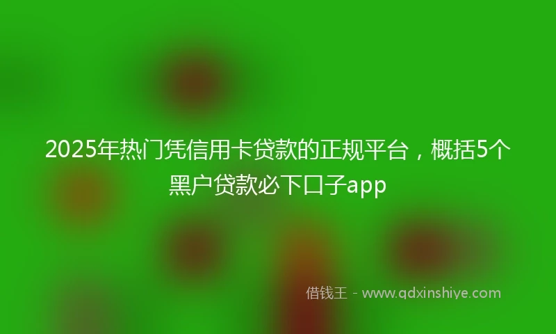 2025年热门凭信用卡贷款的正规平台，概括5个黑户贷款必下口子app