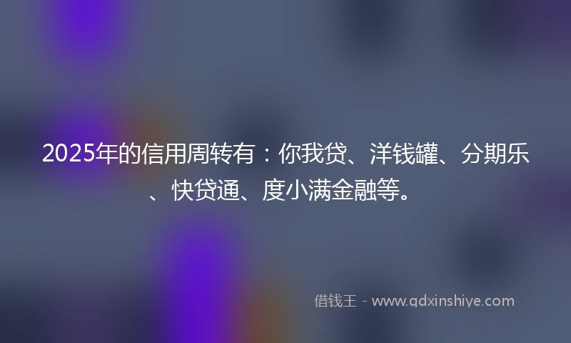 2025年的信用周转有：你我贷、洋钱罐、分期乐、快贷通、度小满金融等。