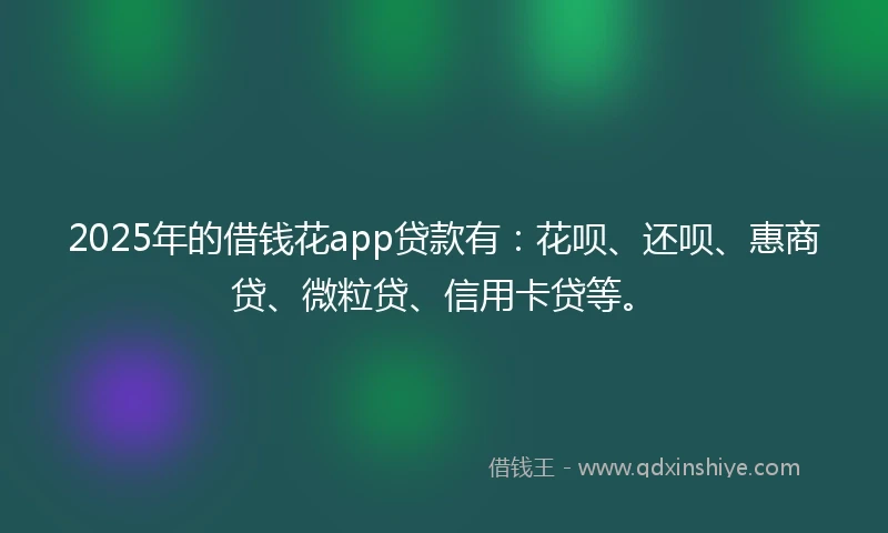2025年的借钱花app贷款有：花呗、还呗、惠商贷、微粒贷、信用卡贷等。