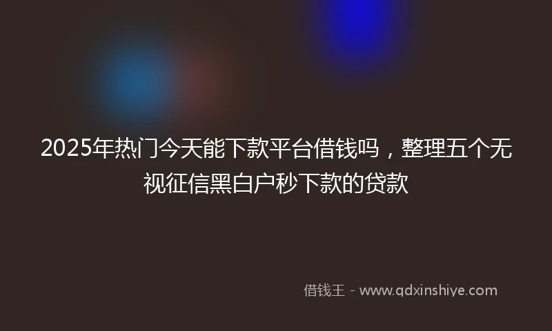2025年热门今天能下款平台借钱吗,整理五个无视征信黑白户秒下款的贷款