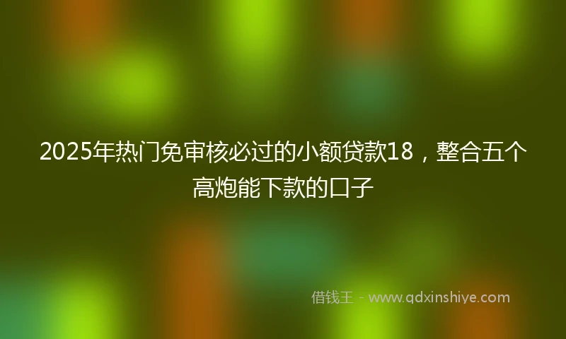 2025年热门免审核必过的小额贷款18，整合五个高炮能下款的口子