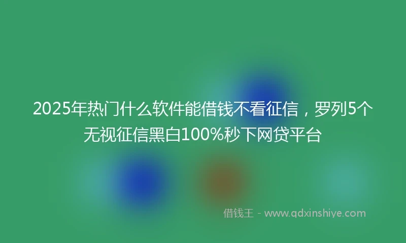 2025年热门什么软件能借钱不看征信，罗列5个无视征信黑白100%秒下网贷平台