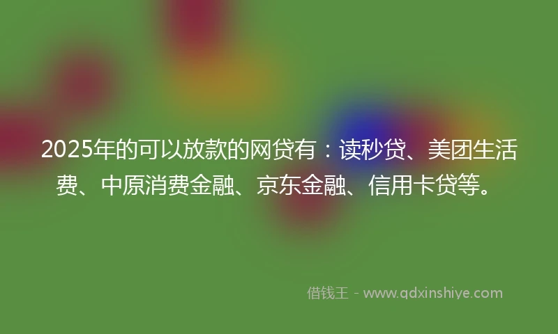 2025年的可以放款的网贷有：读秒贷、美团生活费、中原消费金融、京东金融、信用卡贷等。