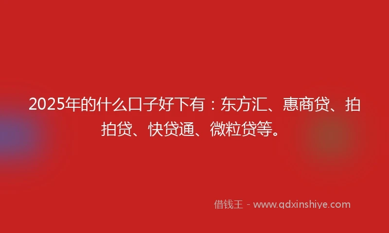 2025年的什么口子好下有：东方汇、惠商贷、拍拍贷、快贷通、微粒贷等。
