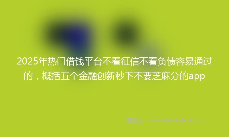 2025年热门借钱平台不看征信不看负债容易通过的，概括五个金融创新秒下不要芝麻分的app
