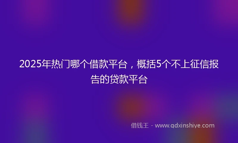 2025年热门哪个借款平台，概括5个不上征信报告的贷款平台