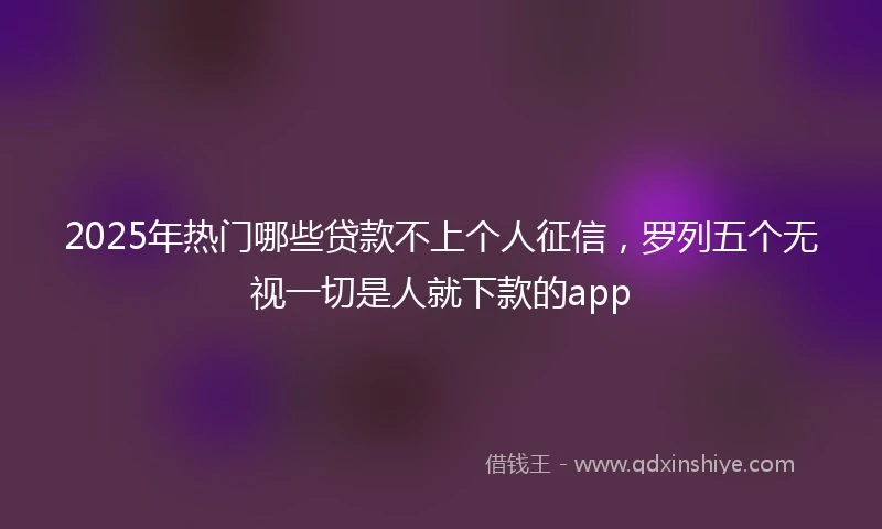 2025年热门哪些贷款不上个人征信，罗列五个无视一切是人就下款的app