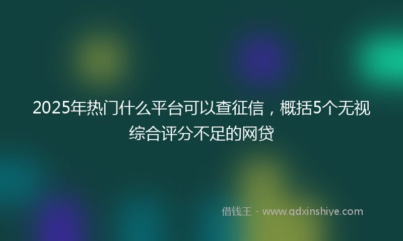 2025年热门什么平台可以查征信，概括5个无视综合评分不足的网贷