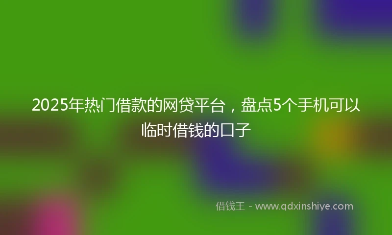 2025年热门借款的网贷平台，盘点5个手机可以临时借钱的口子