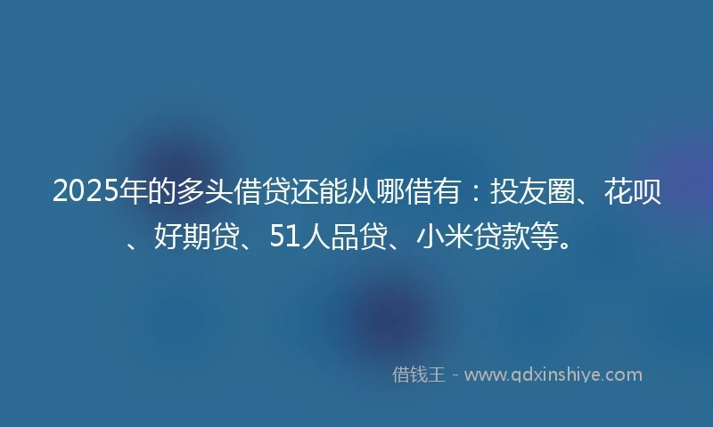 2025年的多头借贷还能从哪借有：投友圈、花呗、好期贷、51人品贷、小米贷款等。