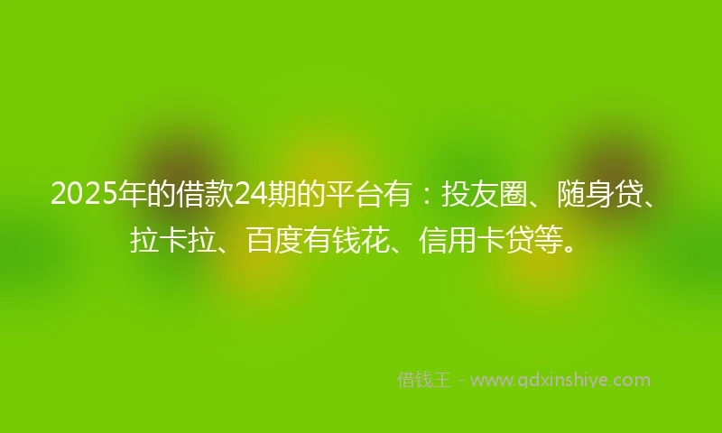 2025年的借款24期的平台有：投友圈、随身贷、拉卡拉、百度有钱花、信用卡贷等。