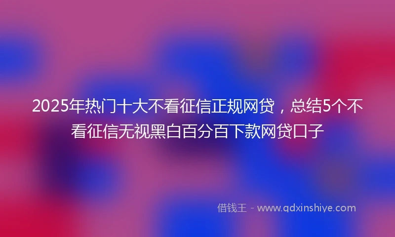 2025年热门十大不看征信正规网贷，总结5个不看征信无视黑白百分百下款网贷口子