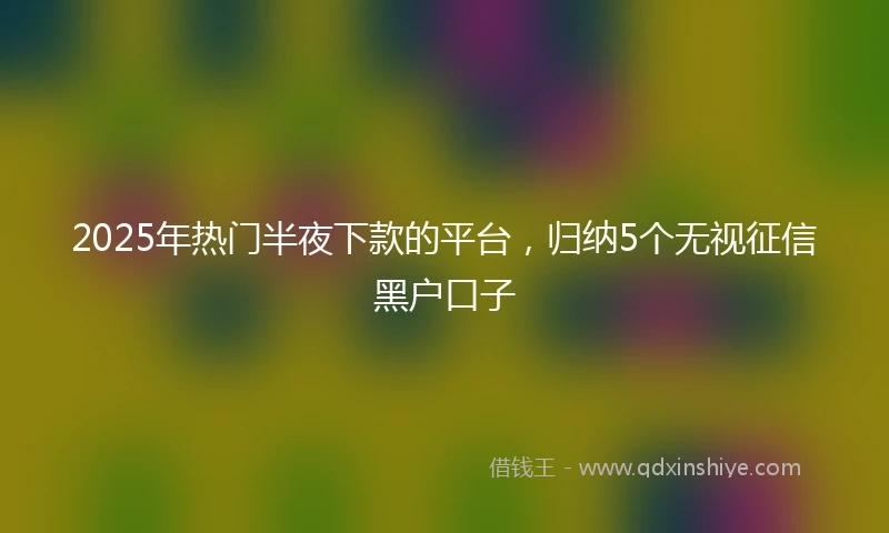2025年热门半夜下款的平台，归纳5个无视征信黑户口子