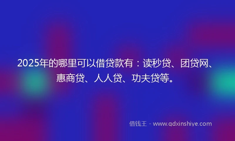 2025年的哪里可以借贷款有：读秒贷、团贷网、惠商贷、人人贷、功夫贷等。